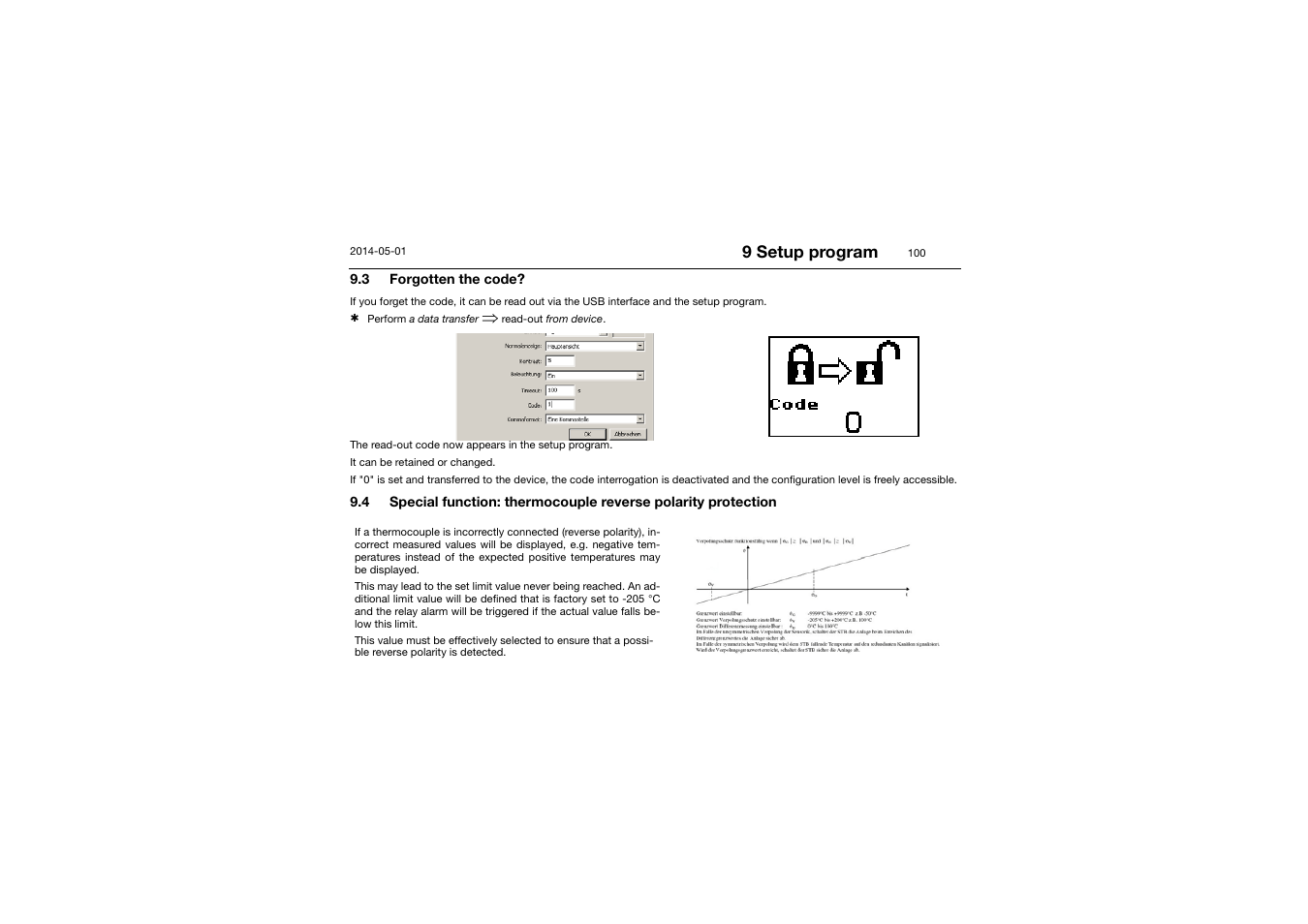 3 forgotten the code, Forgotten the code, 9 setup program | JUMO 701150 14597 safetyM STB/STW - Safety Temperature Limiter and Safety Temperature Monitor Operating Manual User Manual | Page 100 / 116