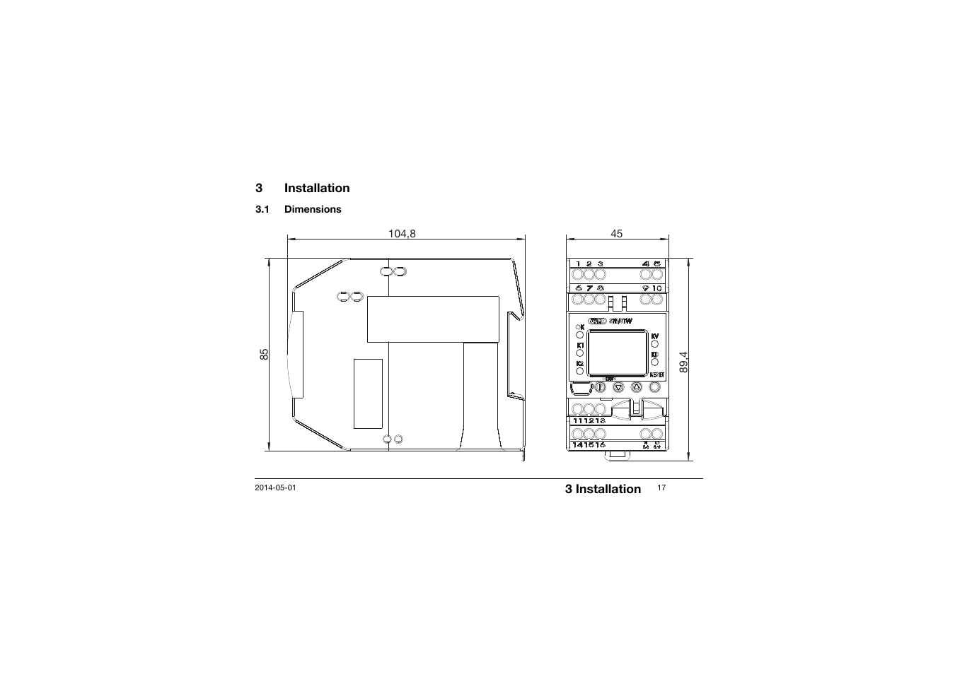 3 installation, Installation, Dimensions | JUMO 701150 14597 safetyM STB/STW - Safety Temperature Limiter and Safety Temperature Monitor Operating Manual User Manual | Page 17 / 116