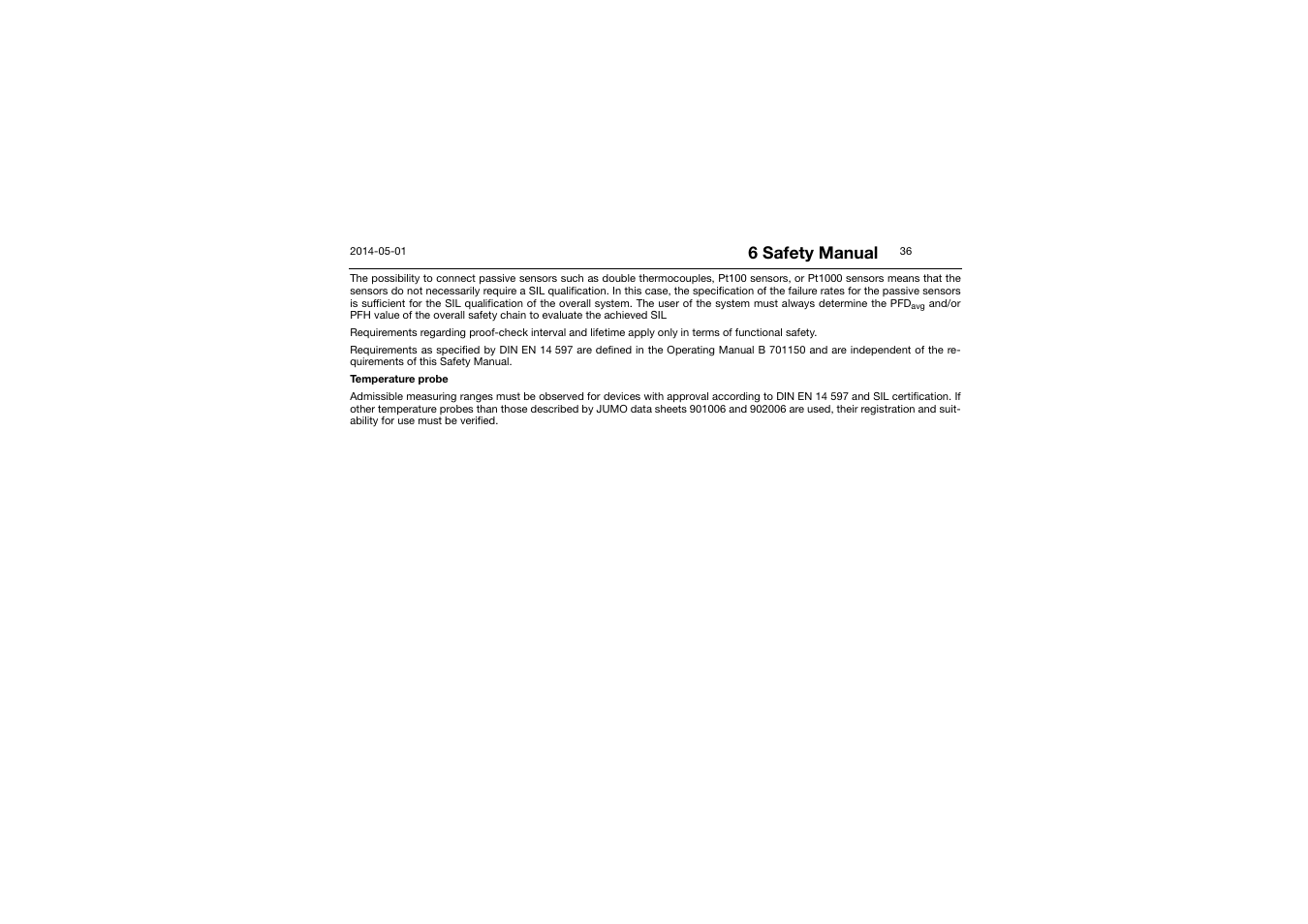 6 safety manual | JUMO 701150 14597 safetyM STB/STW - Safety Temperature Limiter and Safety Temperature Monitor Operating Manual User Manual | Page 36 / 116