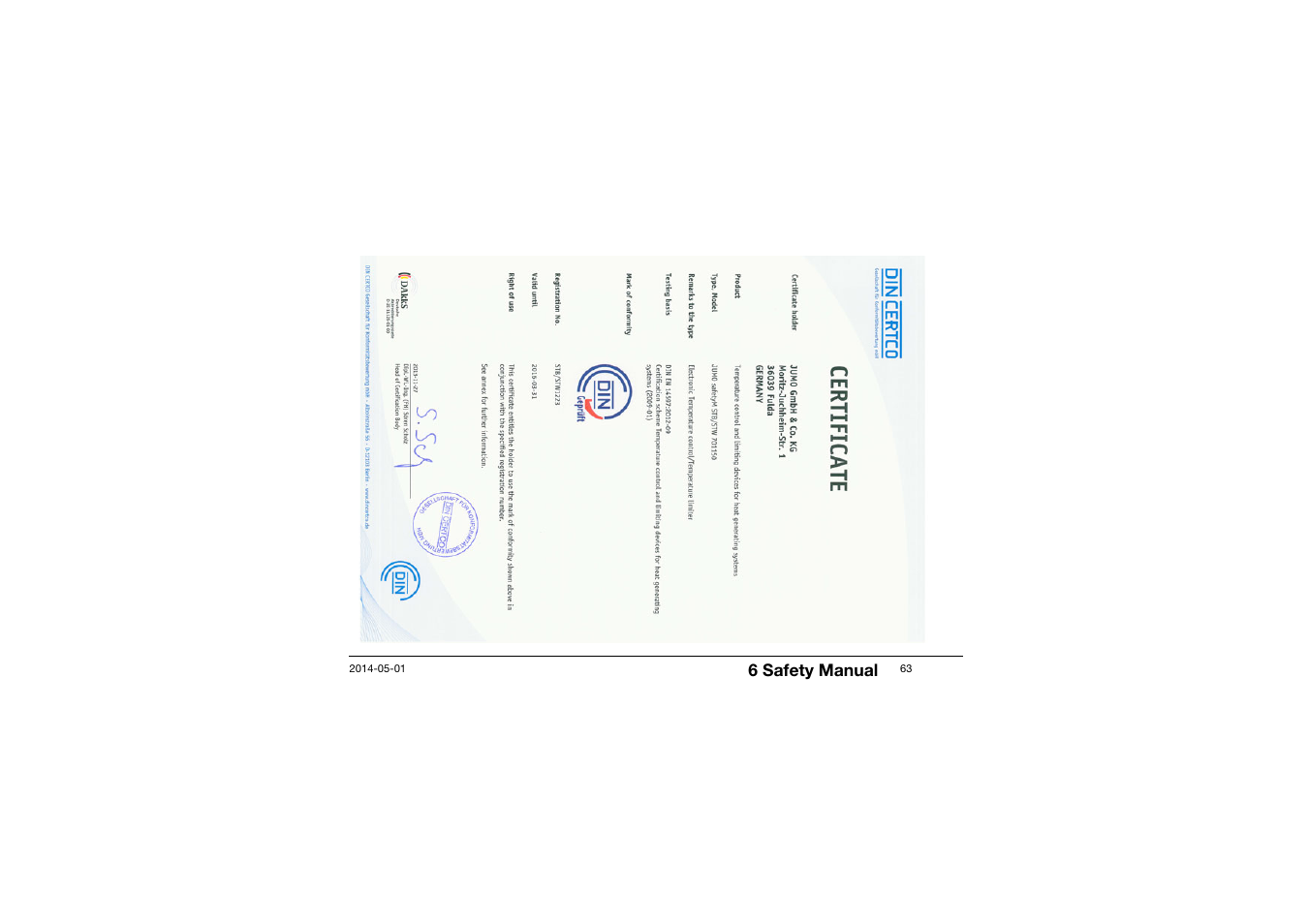 JUMO 701150 14597 safetyM STB/STW - Safety Temperature Limiter and Safety Temperature Monitor Operating Manual User Manual | Page 63 / 116