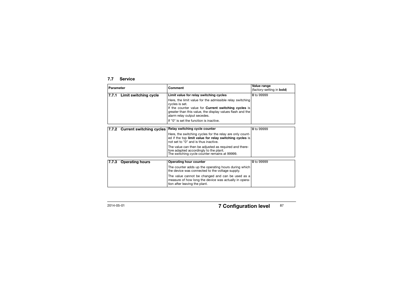7 service, Service, 7 configuration level | JUMO 701150 14597 safetyM STB/STW - Safety Temperature Limiter and Safety Temperature Monitor Operating Manual User Manual | Page 87 / 116
