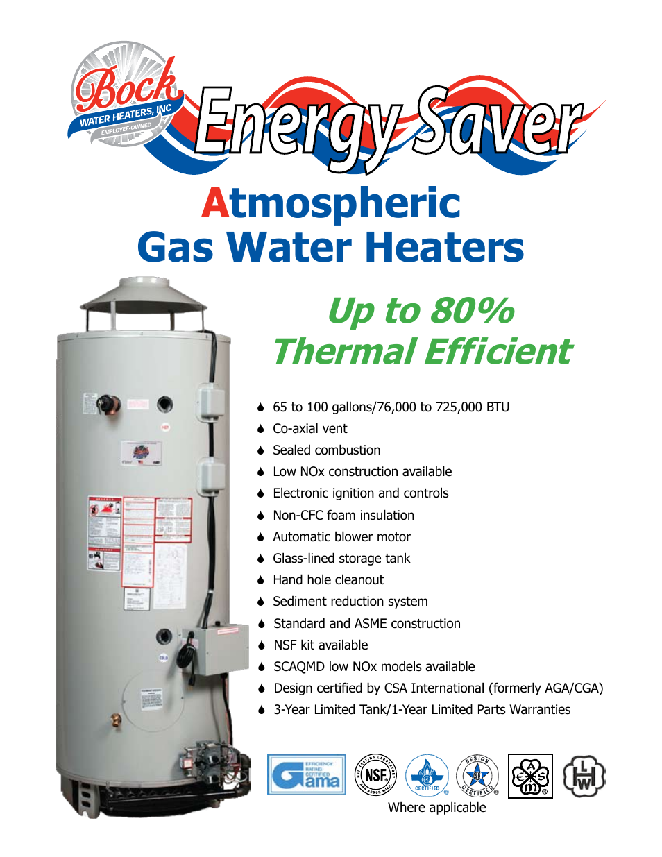 Bock Water heaters Energy Saver 66W-399 User Manual | 2 pages