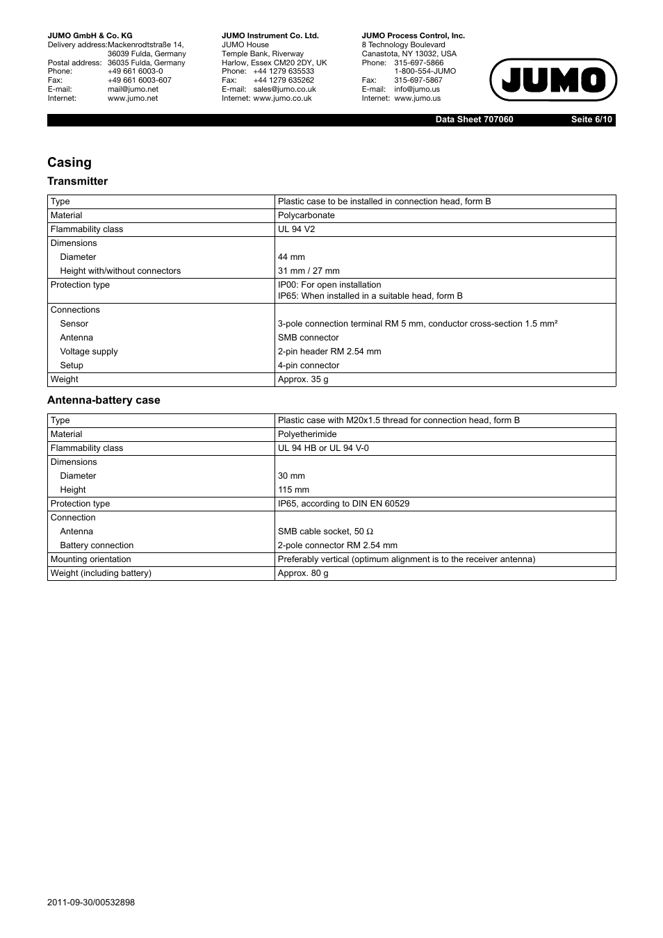 Casing | JUMO 707060 Wtrans B - Programmable Head Transmitter with Radio Transmission Data Sheet User Manual | Page 6 / 10