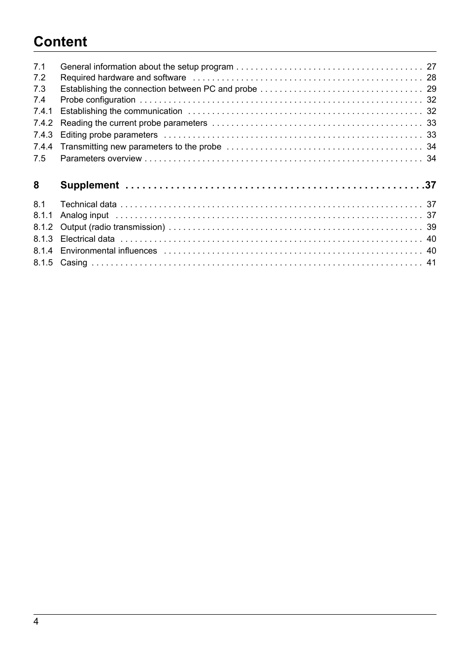 Content | JUMO 707060 Wtrans B - Programmable Head Transmitter with Radio Transmission Operating Manual User Manual | Page 4 / 44