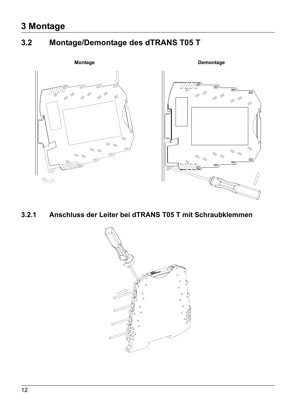 2 montage/demontage des dtrans t05 t, Montage/demontage des dtrans t05 t, 3 montage | JUMO 707050 dTRANS T05 - Programmable 2-Wire Transmitter Operating Manual User Manual | Page 14 / 112