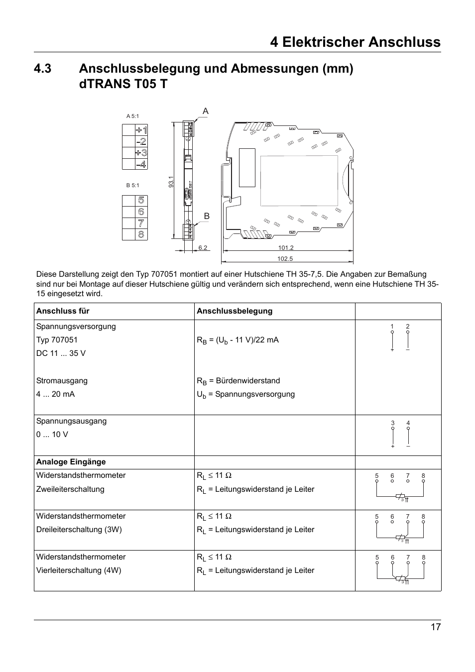 4 elektrischer anschluss | JUMO 707050 dTRANS T05 - Programmable 2-Wire Transmitter Operating Manual User Manual | Page 19 / 112