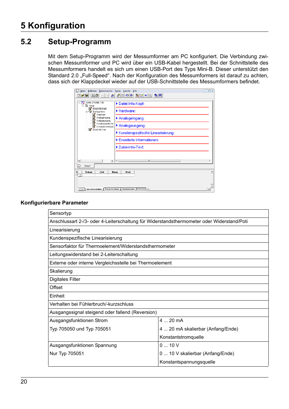 2 setup-programm, Setup-programm, 5 konfiguration | JUMO 707050 dTRANS T05 - Programmable 2-Wire Transmitter Operating Manual User Manual | Page 22 / 112