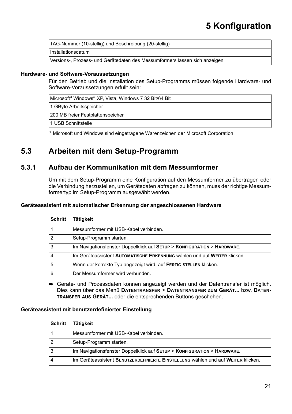 3 arbeiten mit dem setup-programm, 1 aufbau der kommunikation mit dem messumformer, Arbeiten mit dem setup-programm | 5 konfiguration | JUMO 707050 dTRANS T05 - Programmable 2-Wire Transmitter Operating Manual User Manual | Page 23 / 112