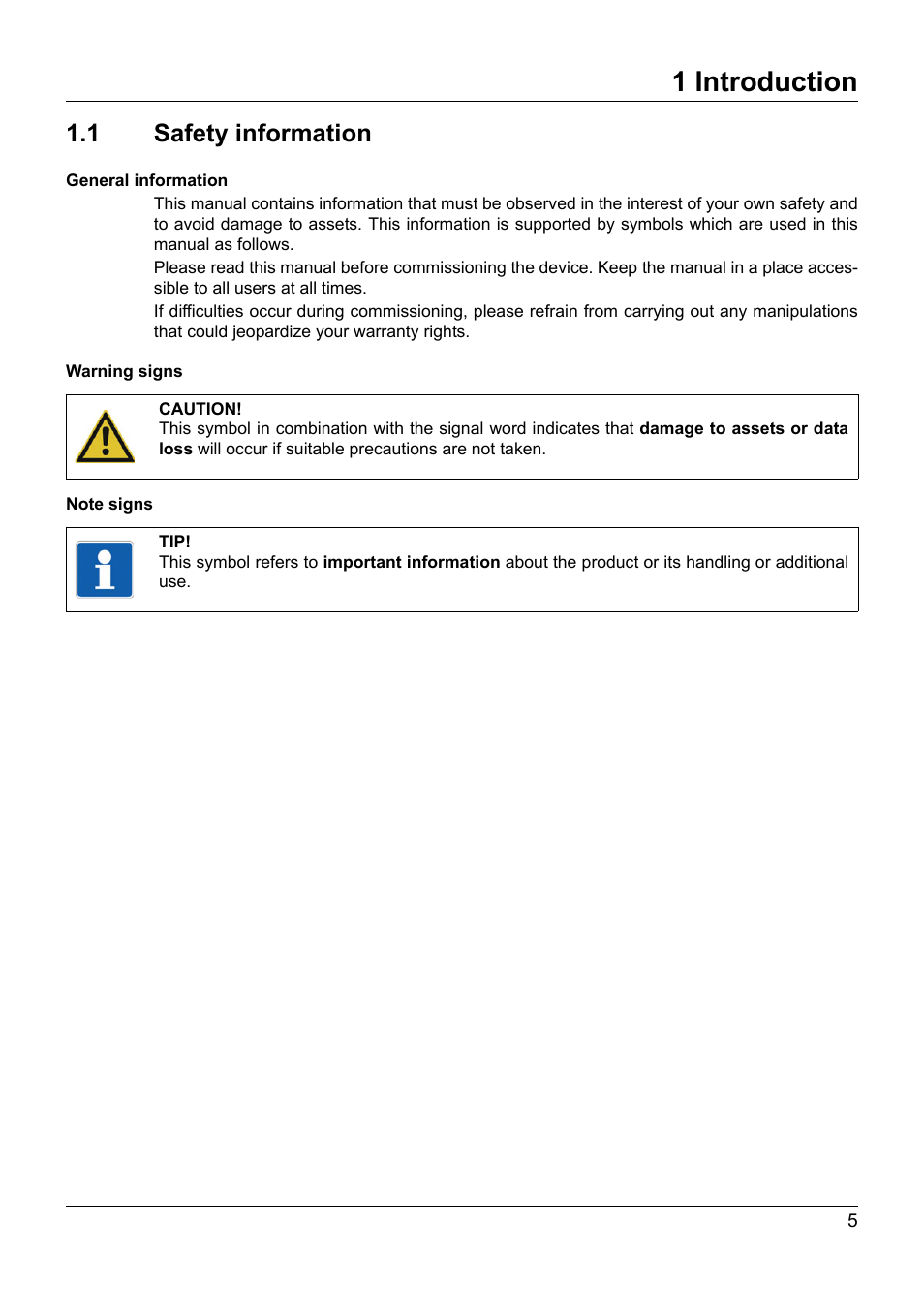 1 introduction, 1 safety information, Introduction | Safety information | JUMO 707050 dTRANS T05 - Programmable 2-Wire Transmitter Operating Manual User Manual | Page 43 / 112