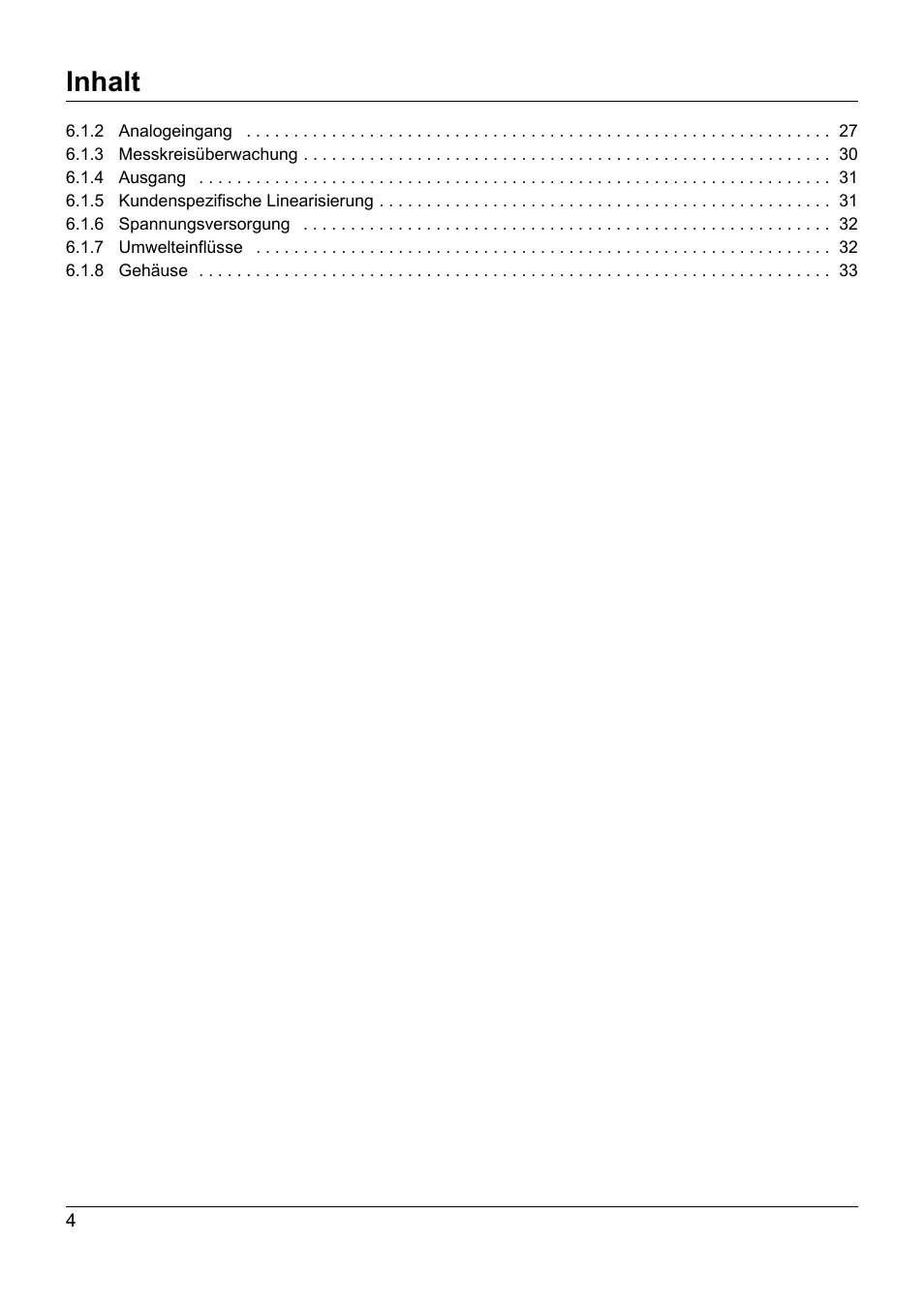 Inhalt | JUMO 707050 dTRANS T05 - Programmable 2-Wire Transmitter Operating Manual User Manual | Page 6 / 112