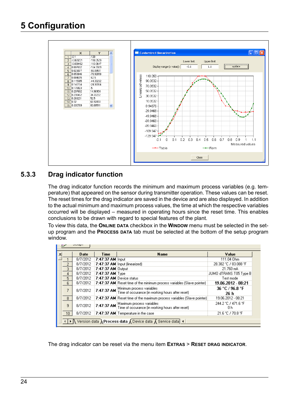 3 drag indicator function, 5 configuration | JUMO 707050 dTRANS T05 - Programmable 2-Wire Transmitter Operating Manual User Manual | Page 62 / 112