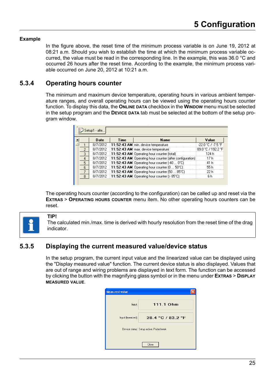 4 operating hours counter, 5 configuration | JUMO 707050 dTRANS T05 - Programmable 2-Wire Transmitter Operating Manual User Manual | Page 63 / 112