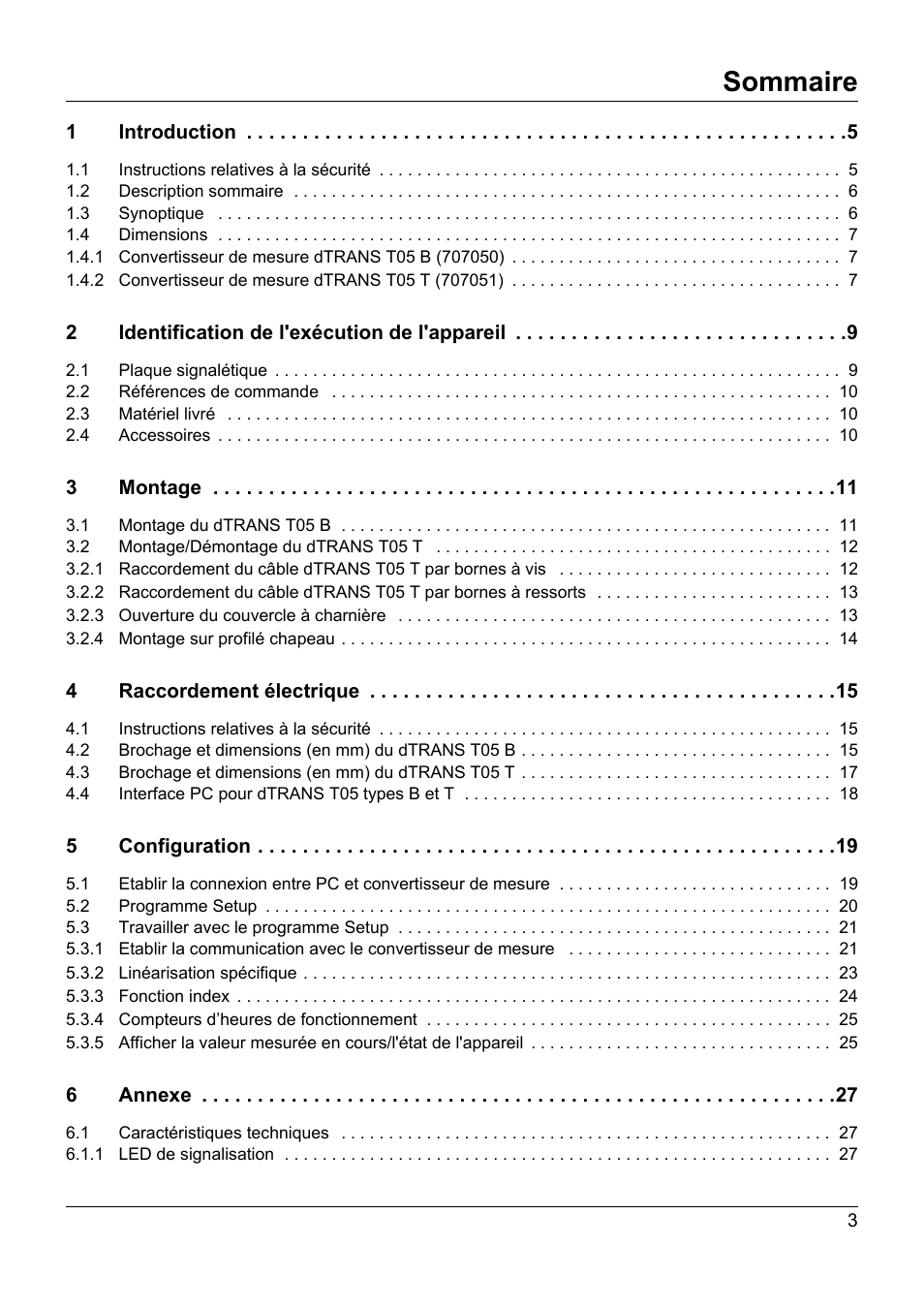 Sommaire | JUMO 707050 dTRANS T05 - Programmable 2-Wire Transmitter Operating Manual User Manual | Page 77 / 112
