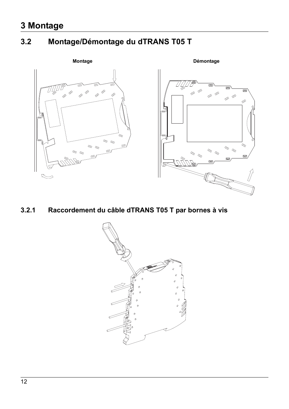 2 montage/démontage du dtrans t05 t, Montage/démontage du dtrans t05 t, 3 montage | JUMO 707050 dTRANS T05 - Programmable 2-Wire Transmitter Operating Manual User Manual | Page 86 / 112