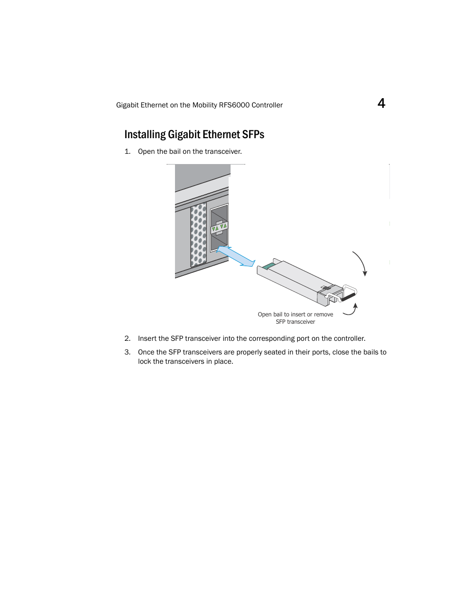 Installing gigabit ethernet sfps | Brocade Mobility RFS6000 Controller Installation Guide User Manual | Page 25 / 36