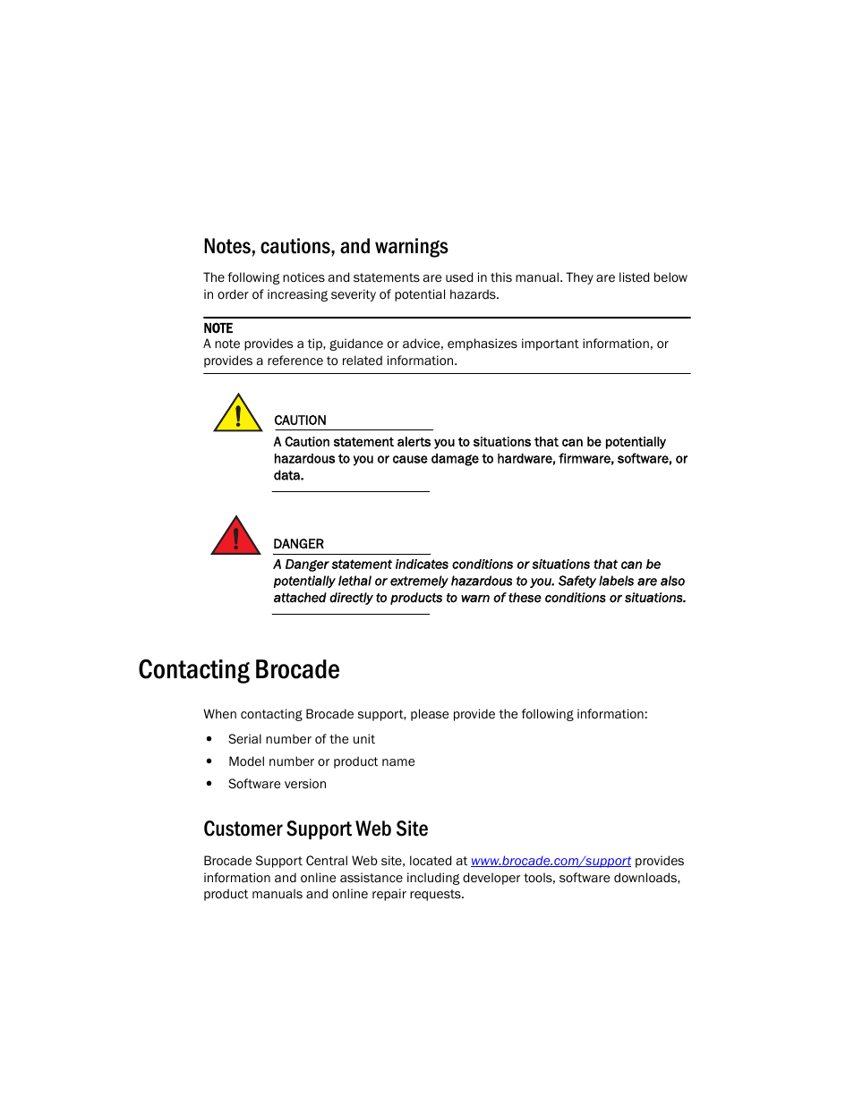 Contacting brocade, Customer support web site | Brocade Mobility RFS6000 Controller Installation Guide User Manual | Page 6 / 36