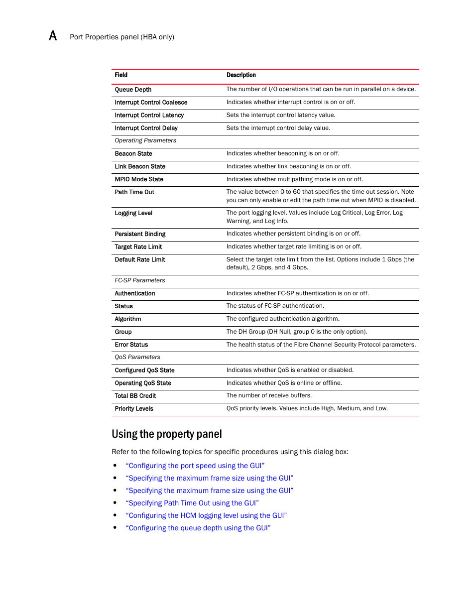 Using the property panel | Brocade Communications Systems CNA User Manual | Page 140 / 228