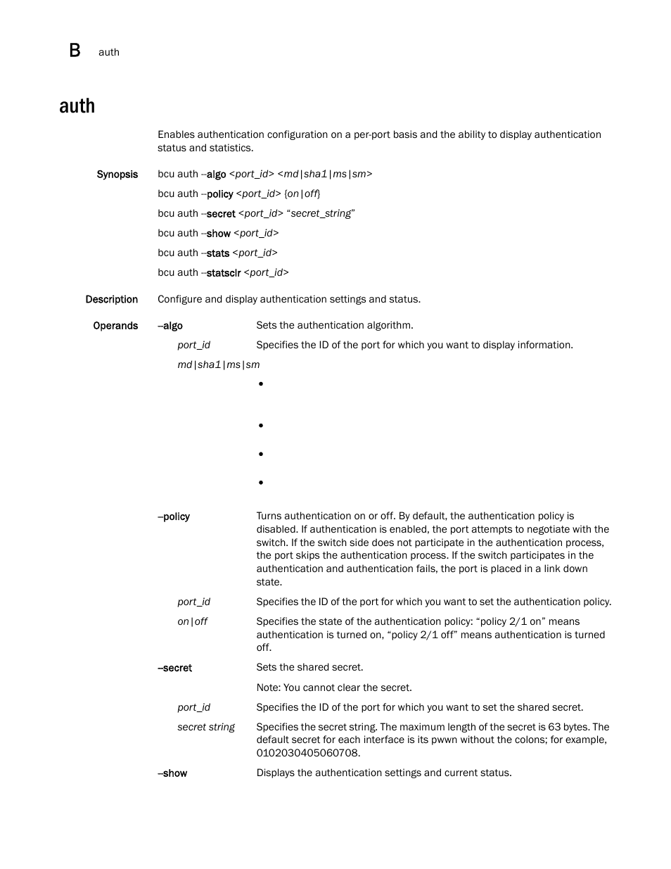 Auth | Brocade Communications Systems CNA User Manual | Page 172 / 228