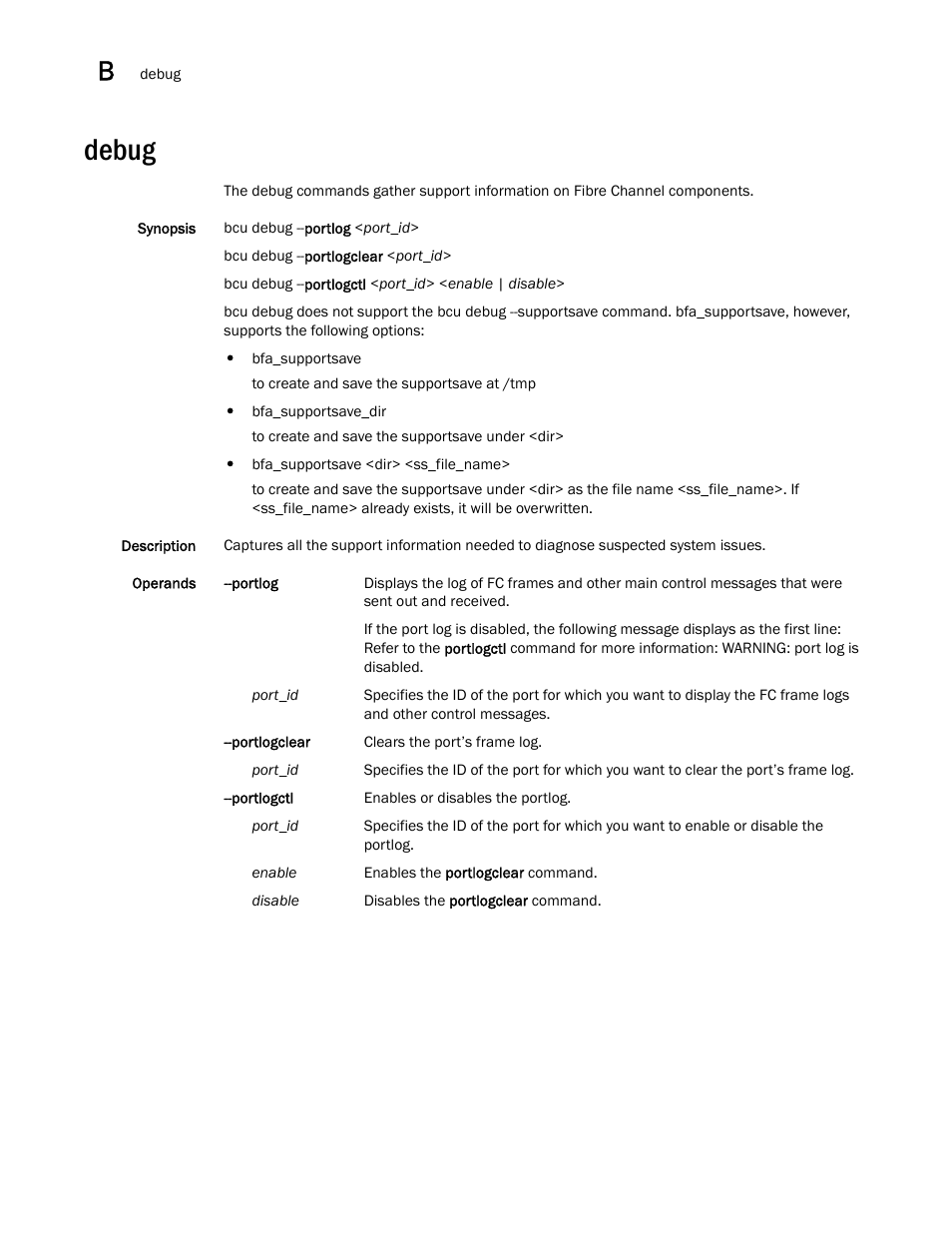Debug | Brocade Communications Systems CNA User Manual | Page 180 / 228