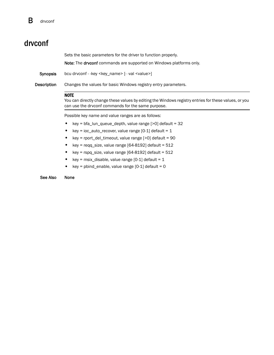 Drvconf | Brocade Communications Systems CNA User Manual | Page 186 / 228