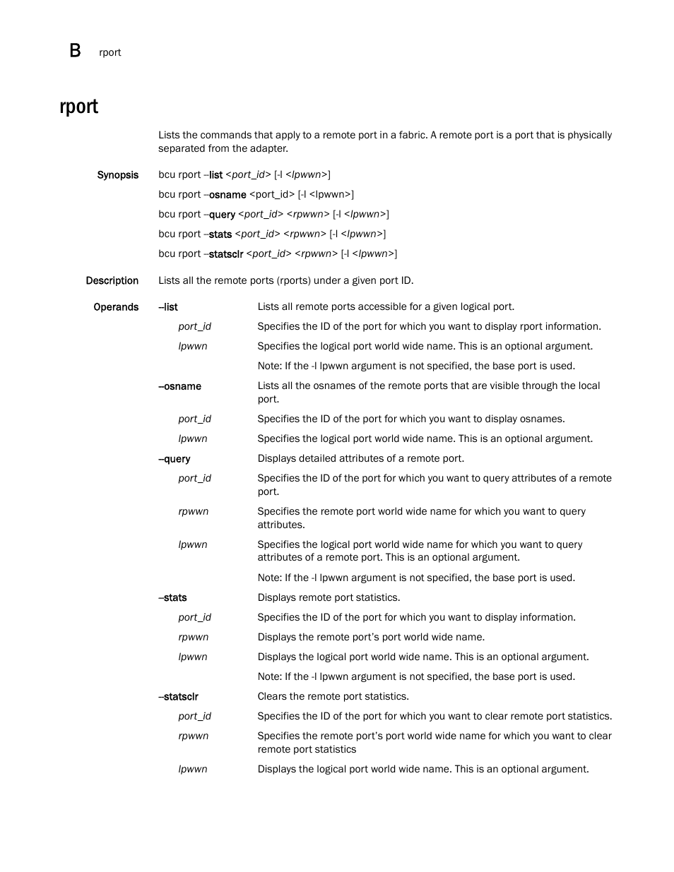 Rport | Brocade Communications Systems CNA User Manual | Page 210 / 228