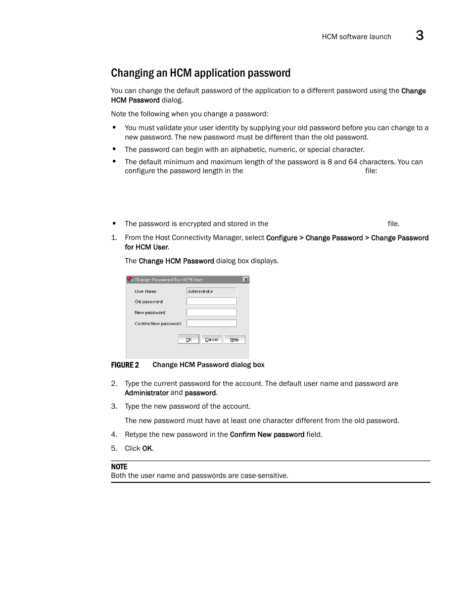 Changing an hcm application password, Figure 2, Chang | Brocade Communications Systems CNA User Manual | Page 31 / 228