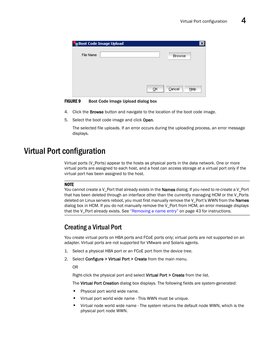 Virtual port configuration, Creating a virtual port, Figure 9 | Brocade Communications Systems CNA User Manual | Page 53 / 228