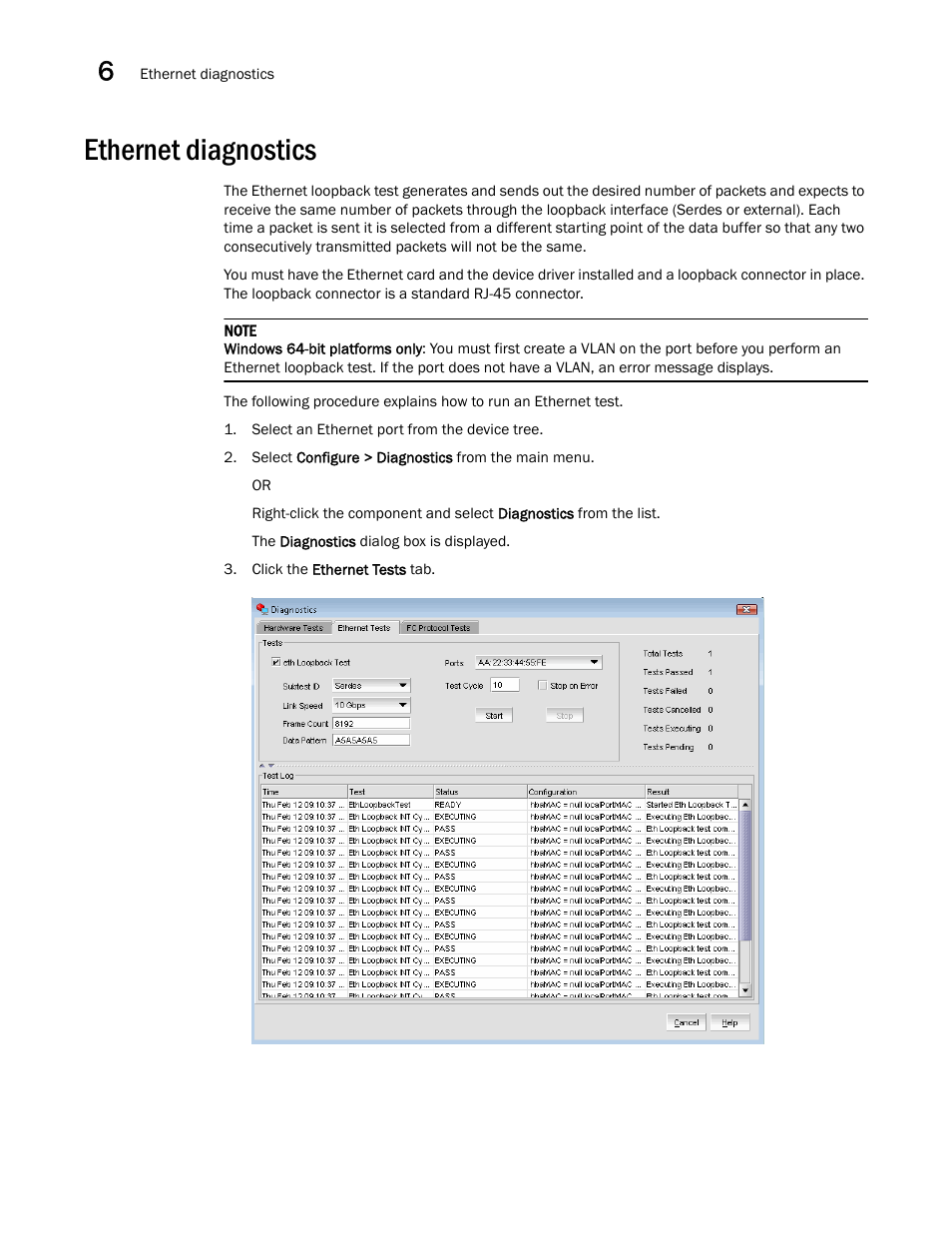 Ethernet diagnostics | Brocade Communications Systems CNA User Manual | Page 86 / 228