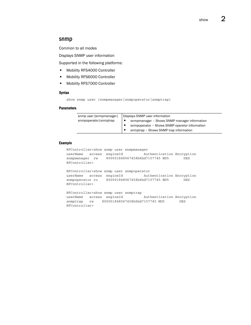 Snmp | Brocade Communications Systems RFS6000 User Manual | Page 101 / 839