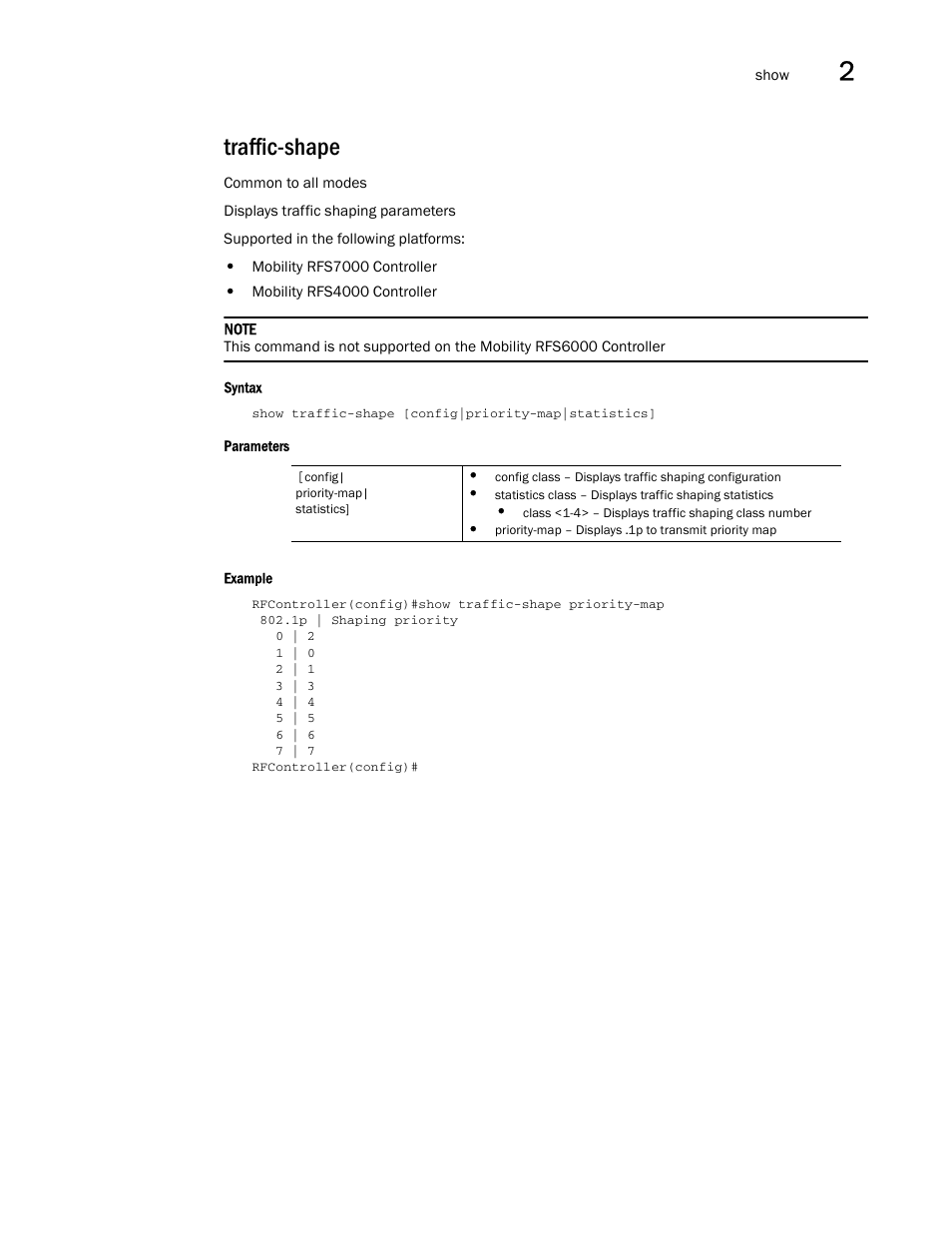 Traffic-shape | Brocade Communications Systems RFS6000 User Manual | Page 109 / 839