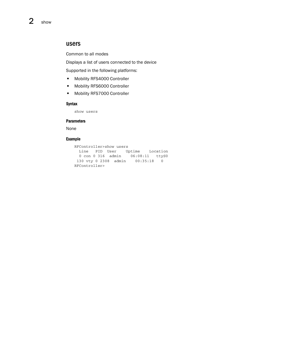 Users | Brocade Communications Systems RFS6000 User Manual | Page 110 / 839