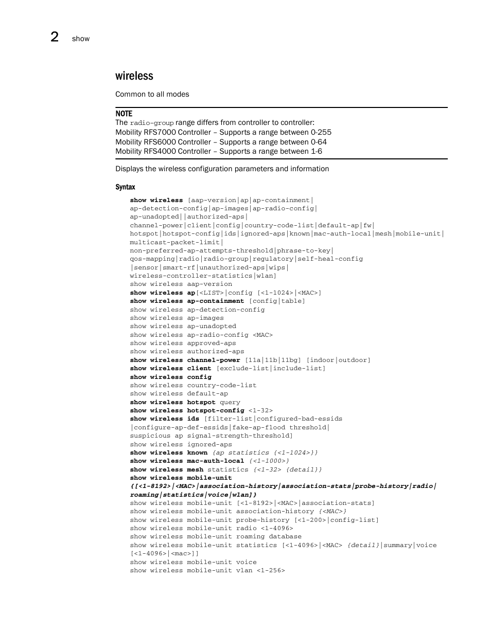 Wireless | Brocade Communications Systems RFS6000 User Manual | Page 112 / 839