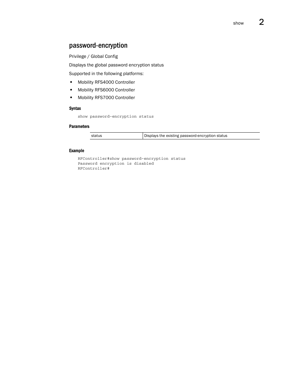 Password-encryption | Brocade Communications Systems RFS6000 User Manual | Page 137 / 839