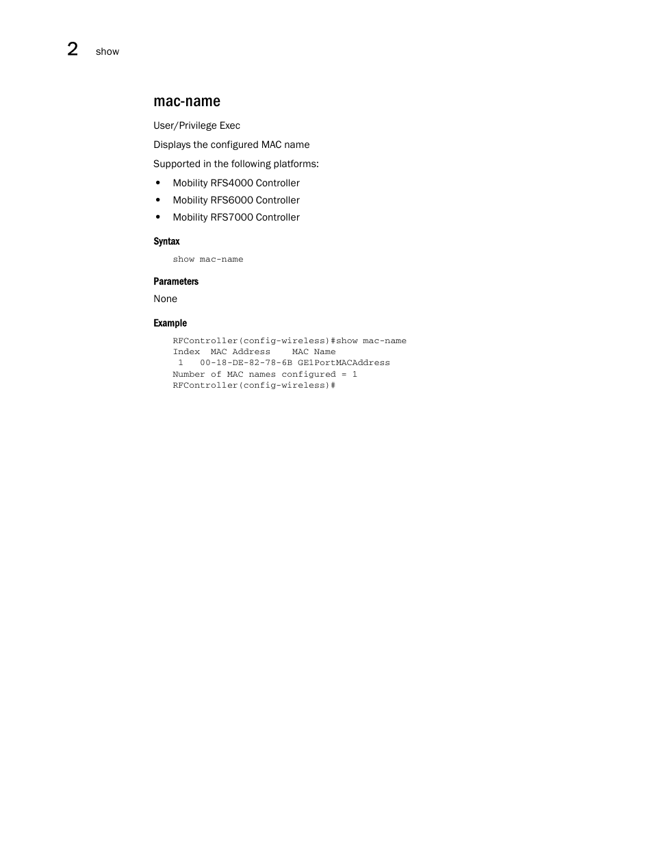 Mac-name | Brocade Communications Systems RFS6000 User Manual | Page 146 / 839
