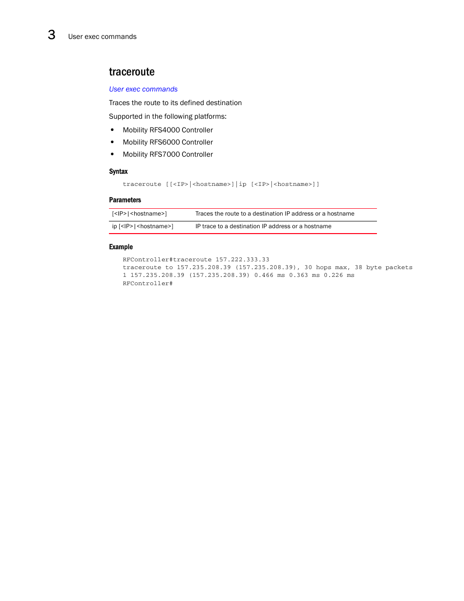 Traceroute | Brocade Communications Systems RFS6000 User Manual | Page 170 / 839