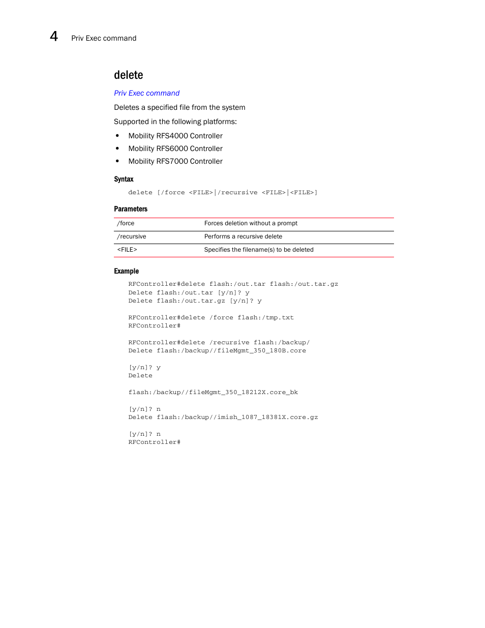 Delete | Brocade Communications Systems RFS6000 User Manual | Page 190 / 839