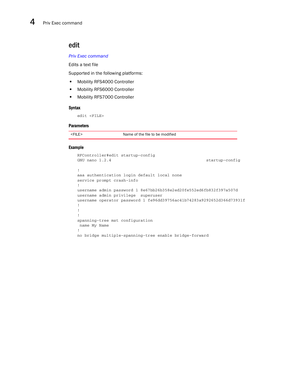 Edit | Brocade Communications Systems RFS6000 User Manual | Page 194 / 839