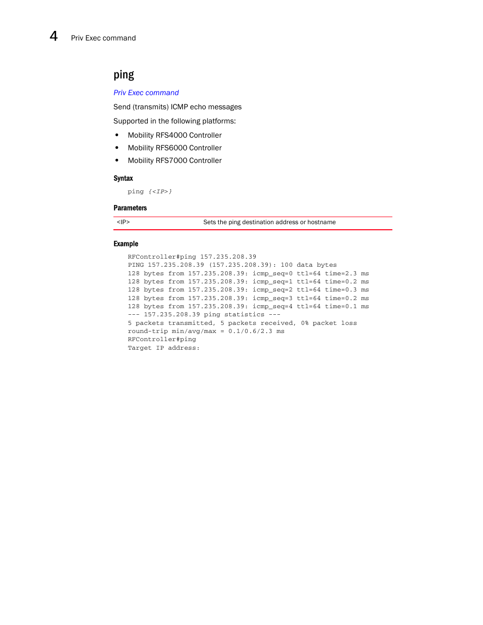 Ping | Brocade Communications Systems RFS6000 User Manual | Page 204 / 839