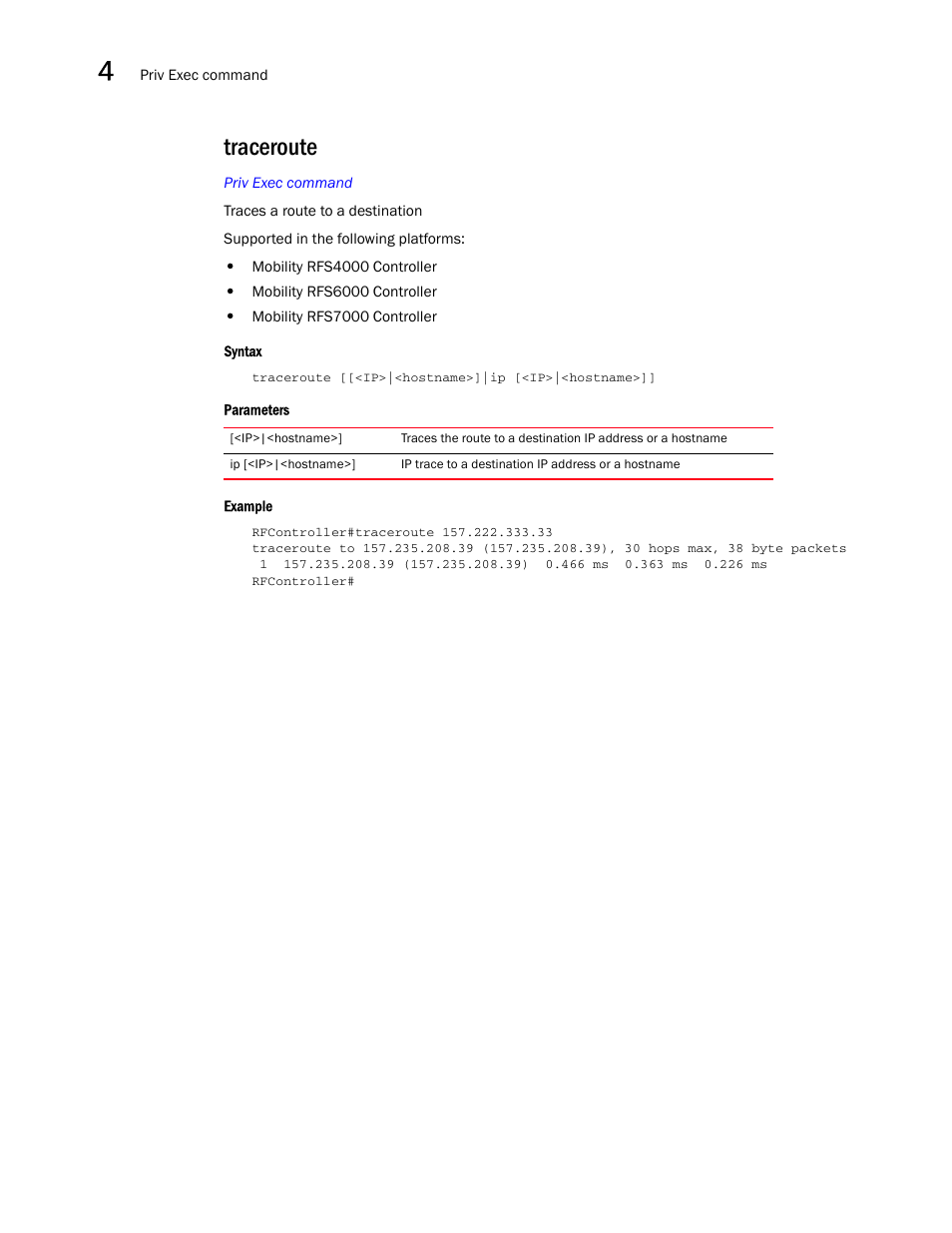 Traceroute | Brocade Communications Systems RFS6000 User Manual | Page 212 / 839