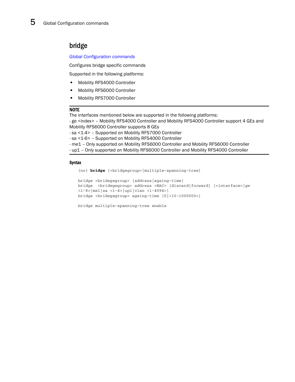 Bridge | Brocade Communications Systems RFS6000 User Manual | Page 232 / 839