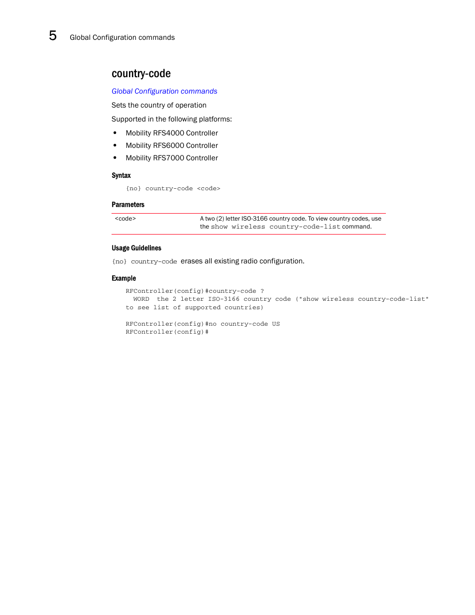 Country-code | Brocade Communications Systems RFS6000 User Manual | Page 234 / 839