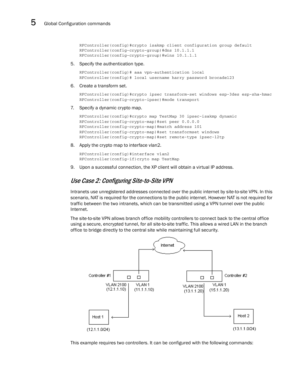 Use case 2: configuring site-to-site vpn | Brocade Communications Systems RFS6000 User Manual | Page 244 / 839