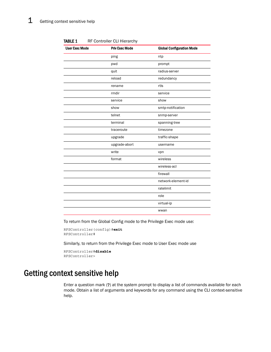 Getting context sensitive help | Brocade Communications Systems RFS6000 User Manual | Page 26 / 839