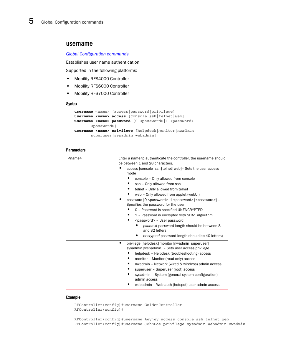 Username | Brocade Communications Systems RFS6000 User Manual | Page 310 / 839