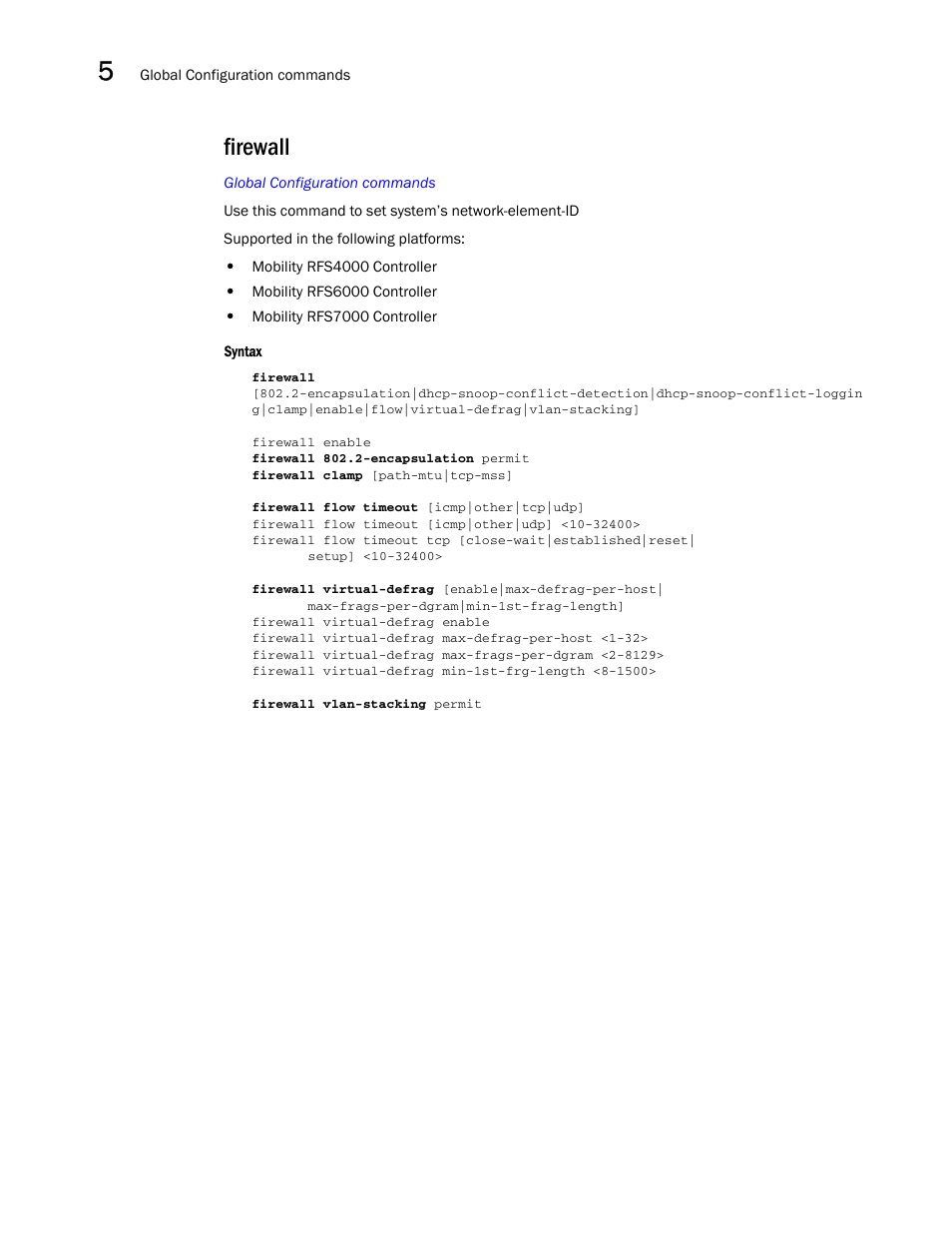 Firewall | Brocade Communications Systems RFS6000 User Manual | Page 318 / 839