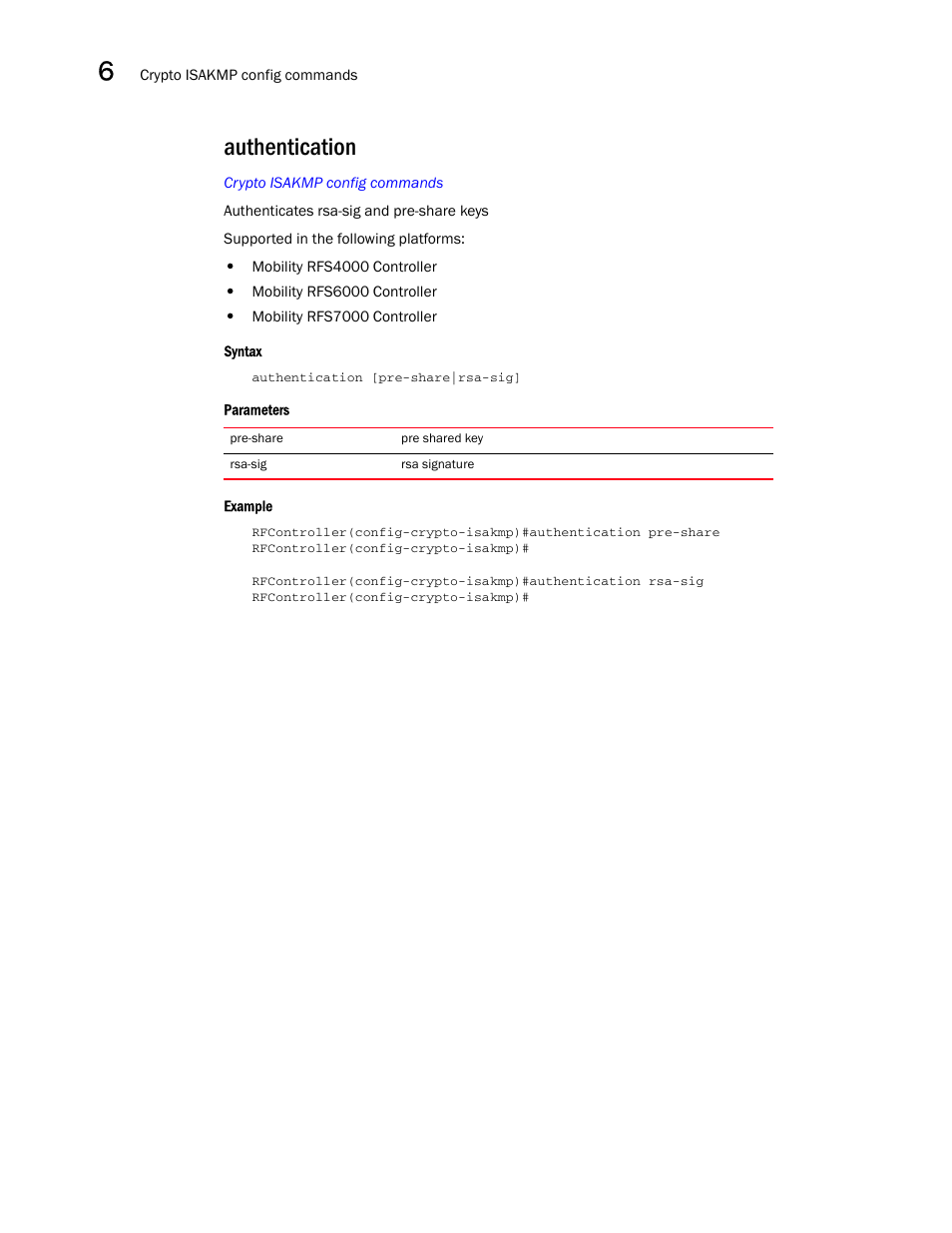 Authentication | Brocade Communications Systems RFS6000 User Manual | Page 330 / 839