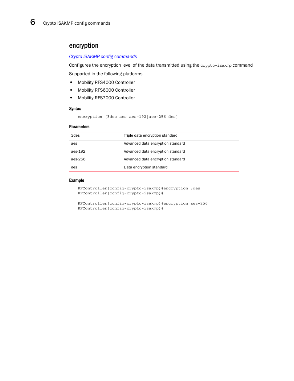 Encryption | Brocade Communications Systems RFS6000 User Manual | Page 332 / 839