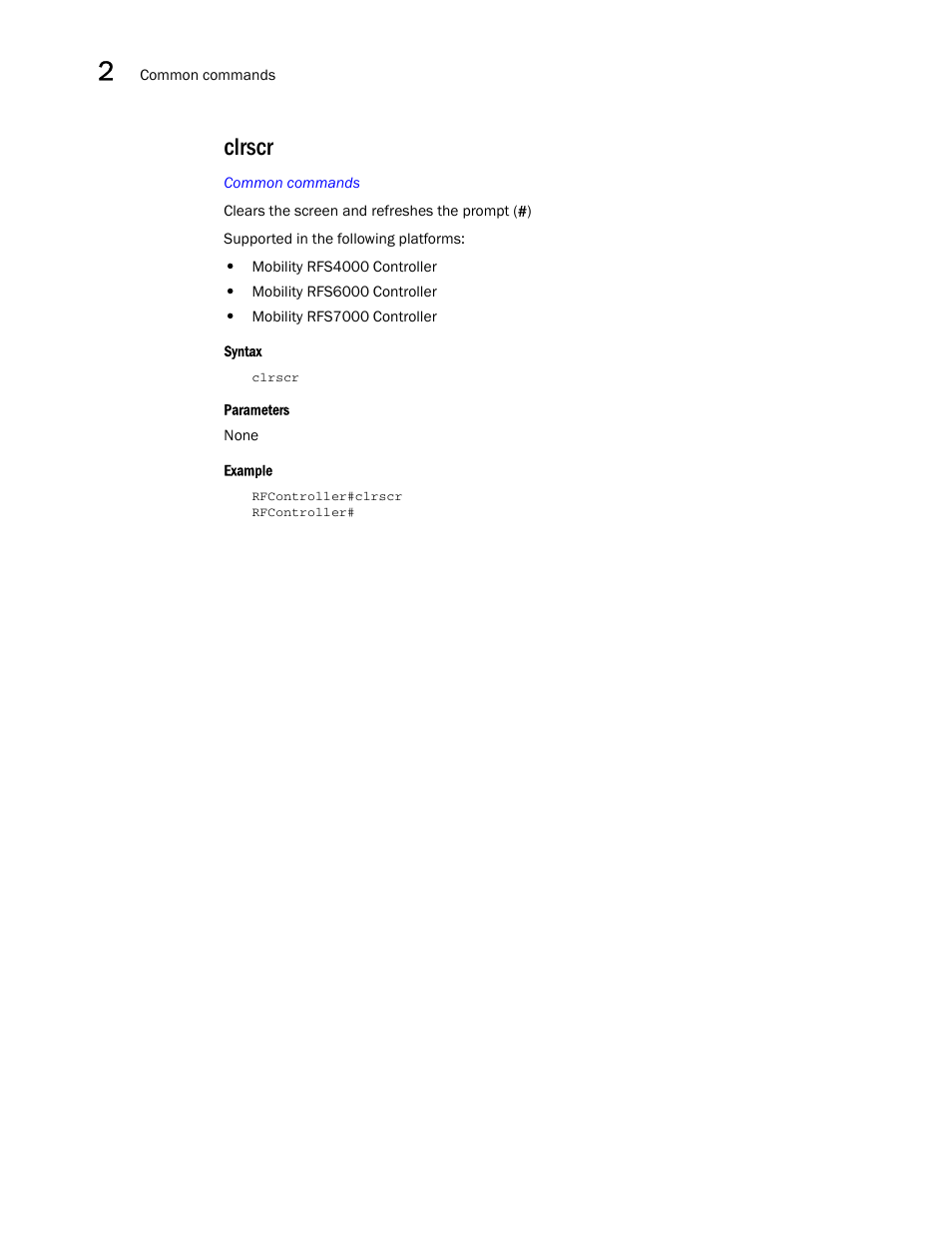 Clrscr | Brocade Communications Systems RFS6000 User Manual | Page 34 / 839