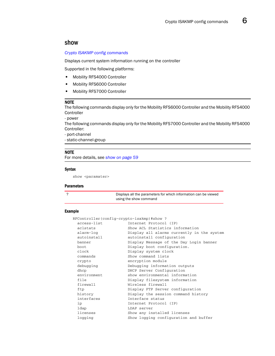 Show | Brocade Communications Systems RFS6000 User Manual | Page 341 / 839