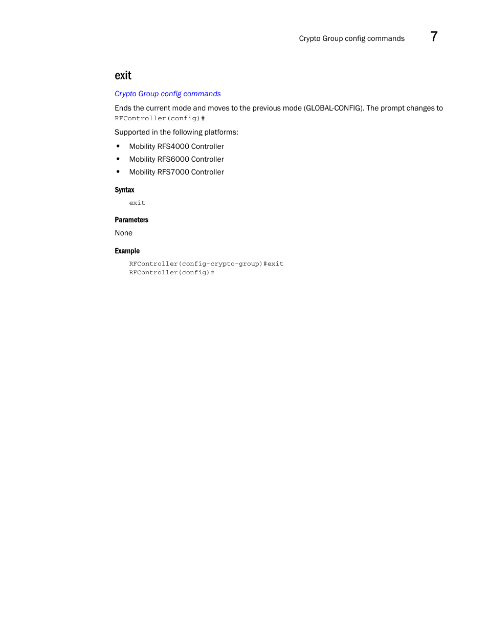 Exit | Brocade Communications Systems RFS6000 User Manual | Page 347 / 839